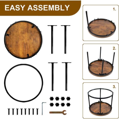 ARTORA Plant Stand Indoor Short Plant Shelf Mid Century Metal and Wood Stool Flower Pot Holder Modern Plant Display Low Rack for Living Room Balcony Garden Patio(Black&Brown)