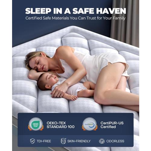 5 Inch Mega Support Memory Foam Queen Mattress Topper for Pressure Relief, Dual Layer 2.5 Pillow Top Mattress Topper Queen Plus 2.5 Cooling Gel Infused Memory Foam Mattress Pad