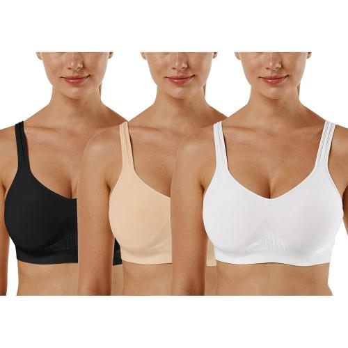 3 Pack Size M Vertvie Women's Wirefree Bras Seamless Full Coverage Plus Size Sports Bra for Sleeping Yoga Workout Everyday Wear Bralette