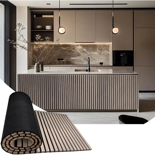 Acoustic Wood Panels for Wall,3D Flexible Fluted Sound Slat Panel,White Oak | Soundproof ,Absorbing,Noise Cancelling,94.5 x 23.6in