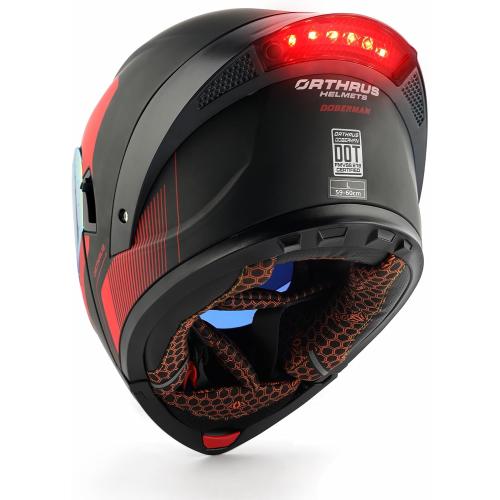 Modular LED DOT Adult Motorcycle Helmet for Street Bike (Red, XL) | 180 Degree Flip Up, Quick Release Visor Sun Shield, 3 Lighting Modes, ABS Shell, Bluetooth Ready