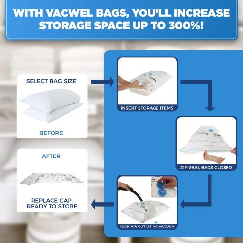 10-Pack Variety - Vacuum Storage Bags for Bedding Storage and to Store Winter Clothes - Vacuum Sealer Bags for Blankets, Pillows & Duvets - 5x XXL (47x35in)   5x Jumbo (43x30in)