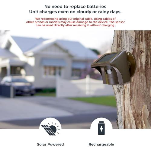 eMACROS Solar Wireless Driveway Alarm - 1/2 Mile Long Range Outdoor Motion Sensor & Detector, Weatherproof Security Alert System, Plug in to Use, Ideal Gifts for Christmas