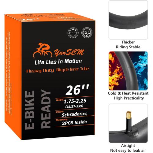 2-PCS 26 Heavy Duty Bike Tubes 26x1.75/1.95/2.125/2.25 AV Schrader Valve (45/57-559) 26 Bicycle Tube Compatible with 26 x 1.75 26x1.95 26x2.0 26x2.10 26x2.125 26x2.20 26x2.25 Tire Tubes