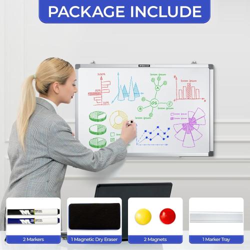 M&G Dry Erase Board Magnetic White Board for Wall, 18” x 12” Small Whiteboard with 2 Markers & 2 Magnets & 1 Eraser, Portable Whiteboard for Planning, Drawing, to Do List, Office Use