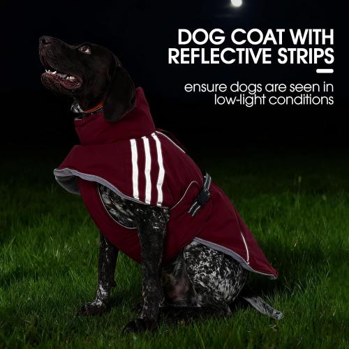 Dog Large Red Cold Weather Coats,Dog Winter Jackets for Large Dogs Warm Dogs Coat with Reflective Strips Waterproof Pet Snowsuit Thick Paded Pets Vest for Beagle Corgi Wine Red L