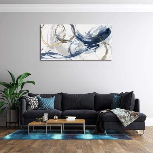 Sxurmtiie Canvas Wall Art Abstract Art Paintings Blue Fantasy Colorful Graffiti on White Background 24inchx48inch Modern Artwork wall Decor for Living Room Bedroom Kitchen…