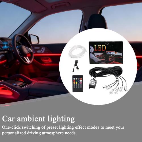 Car Atmosphere Lights - 5m 6m LED Fiber Optic Strip | Rubber APP Wireless Car Light | RGB Interior Decorative Strip for Trailer, Truck, Sedan, Pickup for Night Drives, Party, Decoration