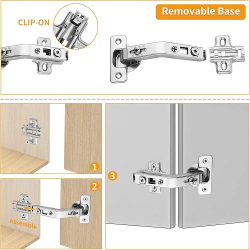 Chibery 2 Pack 1 Pairs 135° Lazy Susan Hinge, Full Overlay Concealed for Corner Kitchen Cabinet Replacement Hardware, Cupboard Folded, Folden Door