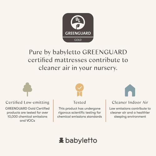 Babyletto Pure Core Mini Crib Mattress, Hybrid Waterproof Cover, Lightweight, Greenguard Gold Certified