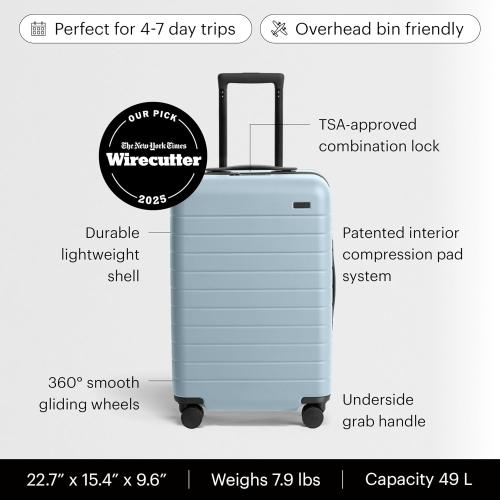 Away Bigger Carry-On Luggage, 23-Inch Lightweight Hardside Spinner Suitcase | Durable & Lightweight, Premium 360° Spinner Wheels, Compression System, TSA-Approved Lock, Amazon Exclusive Sky Blue