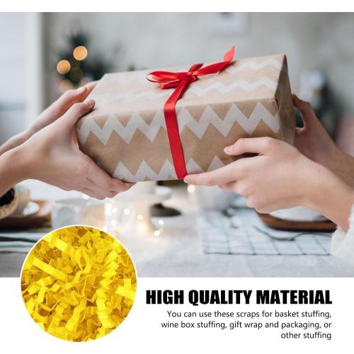 ZEBMOON 2 LB Yellow Crinkle Cut Paper Shred Filler Great for Gift Wrapping, Basket Filling, Birthday, Wedding, Halloween, Thanksgiving, Christmas Day, New Year Party Decorations Filling Supplies