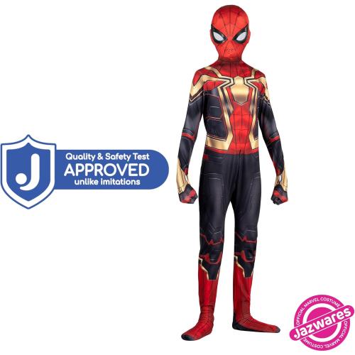 MARVEL Integrated Spider-Man Official Youth Deluxe Zentai Costume - Stretch Spandex with Hidden Zippers and Wrist Slits