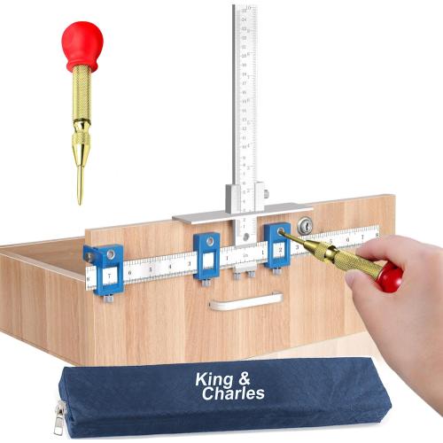 King&Charles Metal Cabinet Hardware Jig & Auto Center Punch Set