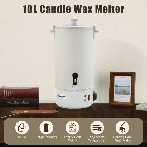 TCFUNDY Candle Making Wax Melting Pot 10L, Electric Non-Stick Candle Wax Melter Pot 10L, DIY Candle Making Kit for Adults, Beeswax Soy and Coconut Wax