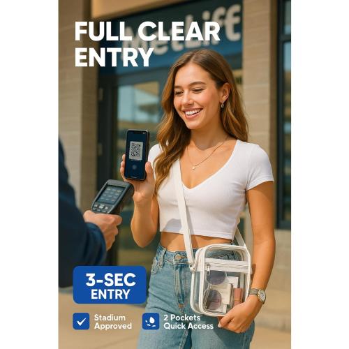 PACKISM Clear Bag for Stadium Events - Clear Purses for Women Stadium Crossbody Messenger Bag for Concerts Sporting Events