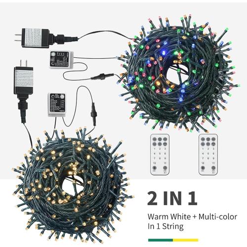 Color Changing Christmas String Lights Outdoor Indoor, 108FT 300 LED Warm White Multi Color Fairy Light, END to END CONNECTABLE, Waterproof Christmas Tree Lights with Timer Remote