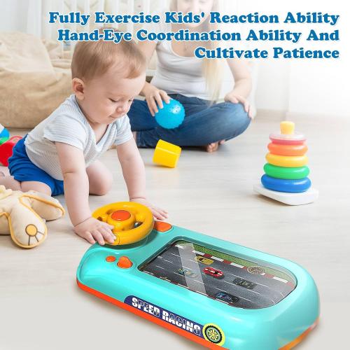 Car Racing Adventure Toy with Steering Wheel, Racing Adventure Car Steering Wheel Driving Games for Age 3  Year Old with Musical for Boys and Girls Xmas Birthday Gift