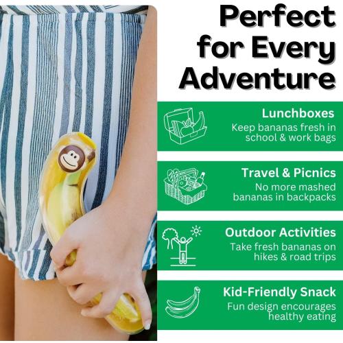 Joie Monkey Banana Pod Storage Container, Durable Holder for Kids Lunch Boxes and Backpacks, Keeps Food Fresh and Safe On-the-Go, Cute Kitchen Gadget, BPA Free, Dishwasher Safe