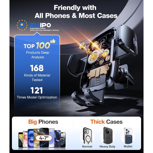 TORRAS Ultra-Durable Phone Holders for Your Car【96 LBS Strongest Suction】 Car Phone Holder Mount, Safety Certs Cell Phone Car Mount Truck for Dashboard Windshield Vent for iPhone 17 16 15 14 Pro Max