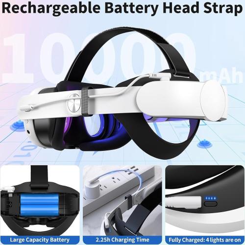 Adjustable Wearable Head Mount Charging Solution 10000MAH Capacity Virtual Reality Headset Aluminum Battery Heat Dissipation