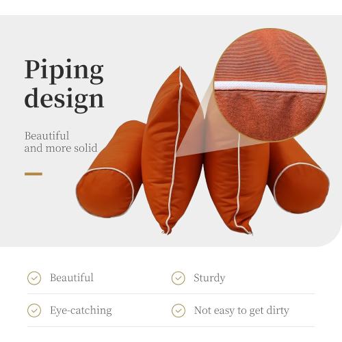Outdoor Daybed Cushion Cover Twin,Daybed Mattress Bolster Pillow Fitted Sheet Cover,Twin Size Outdoor Daybed Cushion Covers (Spice Orange, 75 * 39 * 6in)