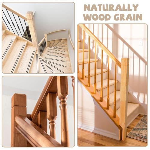 Bonerwhite 2 Pcs 3.5x3.5x48 in Solid Oak Stair Newel Post with A Single Groove Notched Wood Balusters for Staircase Handrails Interior Wood Newel Post Interior Railing for Stair Handrails Railing Kit