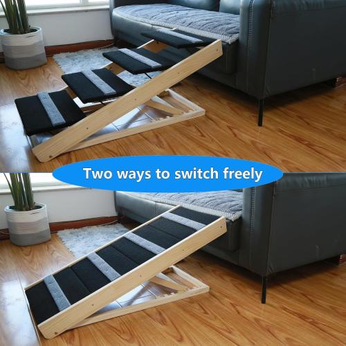 Upgrade 2-in-1 Pet Ramp Dog Stair,Folding Pet Stairs,Portable Dog Ramp for Small&Large Old Animals with Non-Slip Surface,Dog Ramp for Bed,Couch and Car,11.8 to 23.6 Height Adjustable(40×17.7)