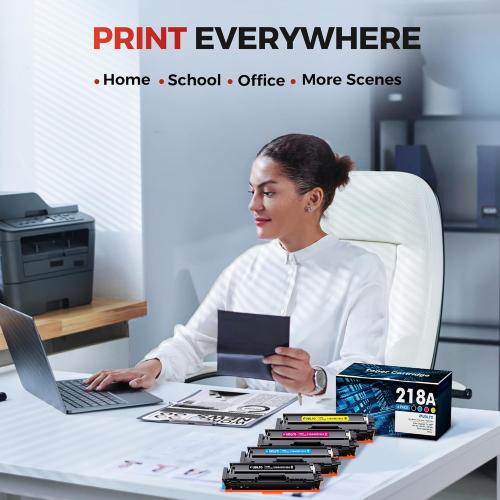 218A 218X Toner Cartridges 4 Pack - 3301fdw Toner Replacement for HP 218A: HP 218X Toner Cartridges for HP Color Laser Pro MFP 3301FDW 3301CDW 3201DW 3301SDW Printer Ink, W2180A 218A High Yield Ink