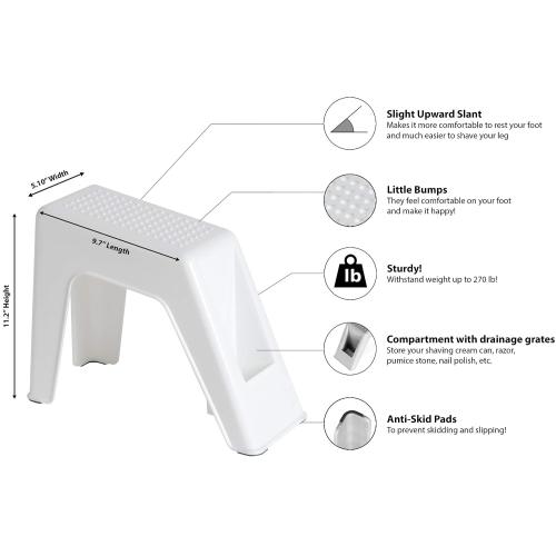 Demi's Home Shower Foot Rest - Pedicure Foot Rest - Grey - (Supplies Not Included)