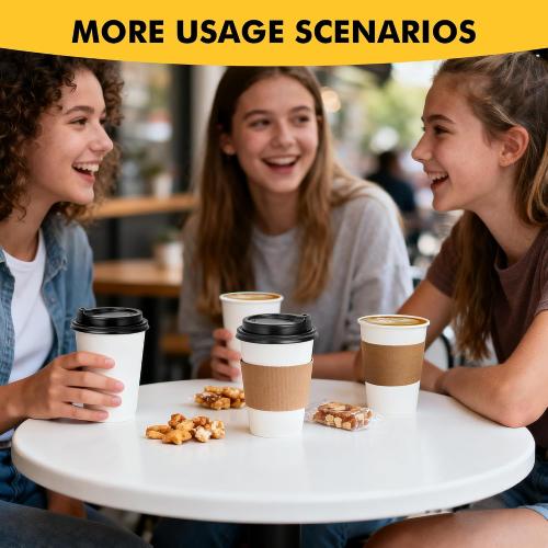 RACETOP 12 oz 50 pack Disposable Paper Coffee Cups with Lids and Sleeves
