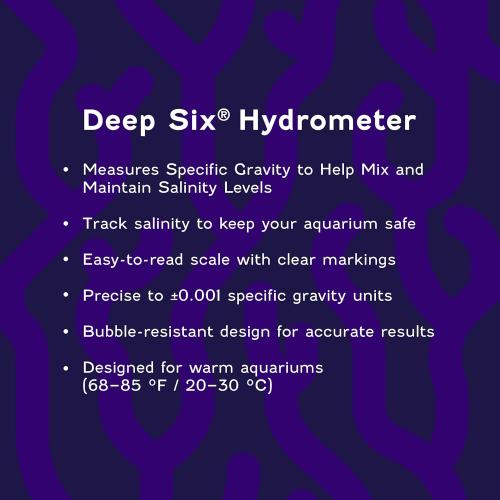 Coralife Aquarium Fish Tank Deep Six Hydrometer For Measuring Water Salinity PPT and Specific Gravity