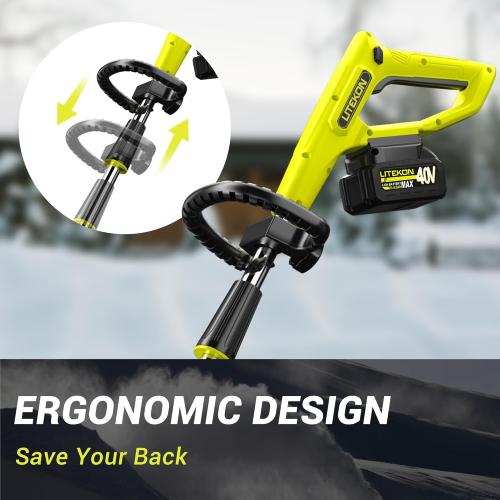 Litekon 40V Brushless Cordless Snow Shovel, 13-Inch Electric Snow Blower with 2X 4.0Ah Batteries & Charger, Battery-Powered Snow Removal with 16.5FT Throw Distance for Patio, Deck, Driveway,Green