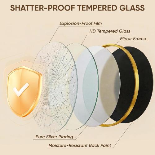 Antok 24 Inch Round Mirror for Wall, Round Bathroom Mirror, Circle Wall Mirrors with Gold Metal Frame, Circle Mirrors Suitable for Wall, Bathroom, Vanity, Living Room, Entryway