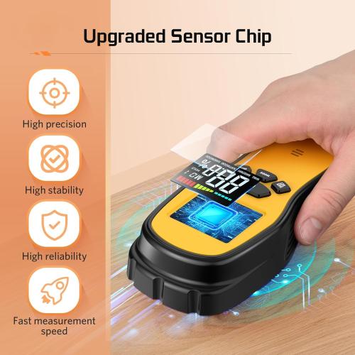 Pinless Moisture Meter - Povlen Wood Moisture Meter Digital Moisture Detector for Lumber Drywall Firewood Masonry Woodworking Plaster Floor Concrete Building with LCD Display Sound Alarm