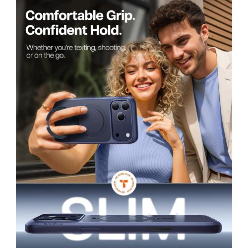 TORRAS for iPhone 17 Pro Max Case with Stand, [Fit for MagSafe] [Military-Grade Protection] [Camera Control] Translucent Slim for iPhone 17 Pro Max Phone Case Anti-Fingerprint Ostand, Deep Blue