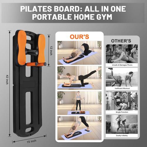Pilates Board, 2025 Pilates Reformer Set, Multifunctional Abdominal Board, Portable Ab Core Trainer, Foldable Pilates Reformer Board for Home, Black