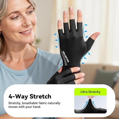 All-Around Copper Arthritis Gloves, Carpal Tunnel Pain Relief Gloves, Breathable & Anti-Slip Hand Compression Gloves for Rheumatoid, Tendonitis, Swelling, Fingerless Gloves Fit Men & Women 9.4-10.1