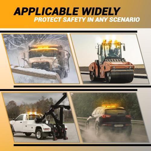 Amber/White Rooftop Magnetic Strobe Lights for Trucks, Emergency Beacon Warning Caution Light for Vehicles Car