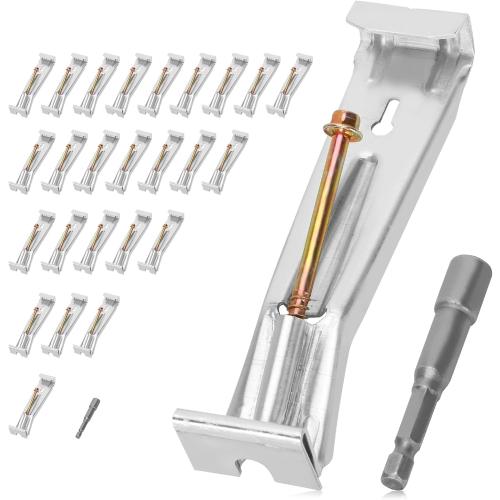 25 Pcs 5 Inch Gutter Hangers with a Pre-Inserted Rust Resistant Screw,Quick Screw Gutter Clips Hidden Gutter Bracket Come with 1/4’’ Hex Drill Bit,Clip for 5 K-Style Aluminum Gutters