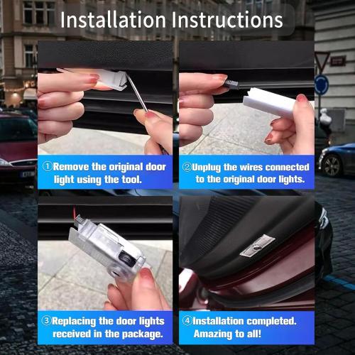 Never Fade HD Door Light Logo Projector Compatible with 1/2/3/4/5/6/7/M/X/Z/GT Series Accessories, 2Pcs 3D LED Ghost Shadow Laser Car Courtesy Step Light Puddle Lamps (ClassicBlueWhiteLogo)