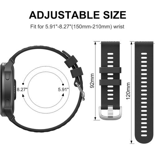 Meliya Watch Bands for Tensky IDW28/IDW19/ID208 Plus Smart Watch Bands, 22mm Replacement Flexible Silicone Bands for ID208 Plus BT Smartwatch
