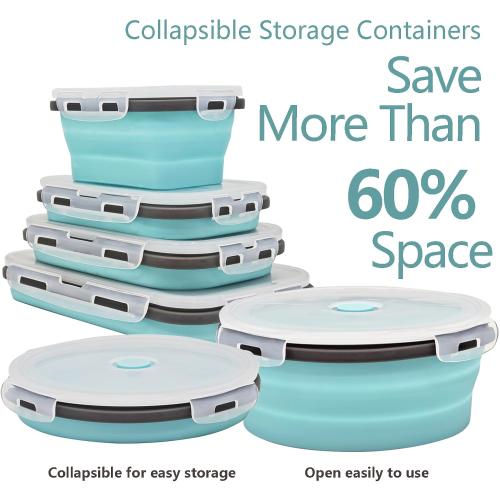 8 Collapsible Food Storage Containers, Silicone Collapsible Food Storage Containers, Collapsible Food Storage Silicone, Rv Collapsible Bowls, Collapsible Storage Containers for Food Camping