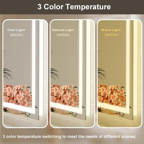 40x28 LED Bathroom Mirror with Lights, Front and Rear Lighting, Tempered Glass, Dimmable, Multiple Light Modes, Anti-Fog Lighted Bathroom Vanity Mirror for Wall, Memory Function