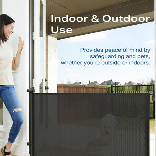 Black 55W x 34H Cumbor Retractable Baby Gates for Stairs, Mom Choice Award Winner-55 Wide Mesh Dog Gate for Doorways, 34 Tall Easy to Use Pet Fence for The House, Toddler Safety Essentials Indoor&Outdoor, Black
