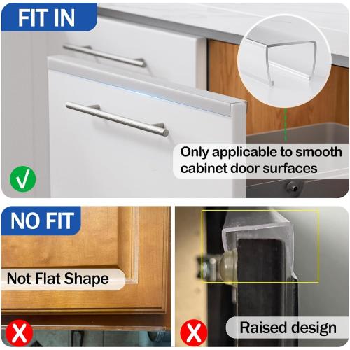 Cabinet Protector Edge Guard (Pack of 6), 24 Clear PVC Cabinet Edge Protectors for 3/4 Thick Kitchen Cabinets Doors – Slip-On No-Tool Sliding Installation