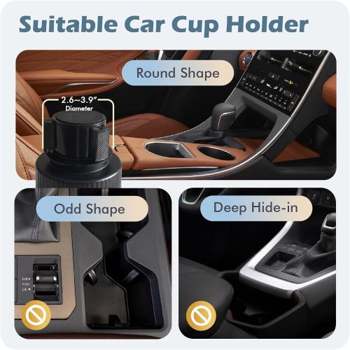Car Cup Holder Tray, 3 in 1 Cup Holder Expander Adapter for Car, 360° Rotating Detachable 11 Car Food Tray Table for Eating, Road Trip Essentials Fits Yeti, Hydro Flask 16-46 oz, OtterVerz 11