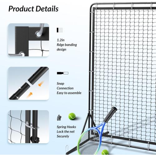 9.3*7.4ft Portable Tennis Rebounder Net, Tennis Practice Wall, Tennis Training Net for Tennis Racquet Sports Ball Pickleball, Tennis Backboard Net for Tennis Court Backyard Outdoor Training,
