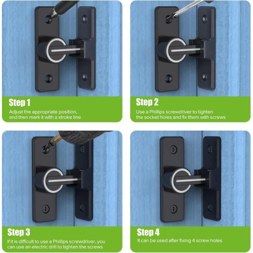Barn Door Lock Hardware, 90 Degree Heavy Duty Gate Latches Flip Latch Safety Door Bolt Latch Lock, Barn Sliding Door Latch Lock Suitable for Garden, Bathroom, Outdoor, Garage, Window