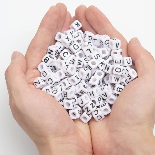 300Pcs White Large Square Letter Beads 10mm Alphabet for Bracelets